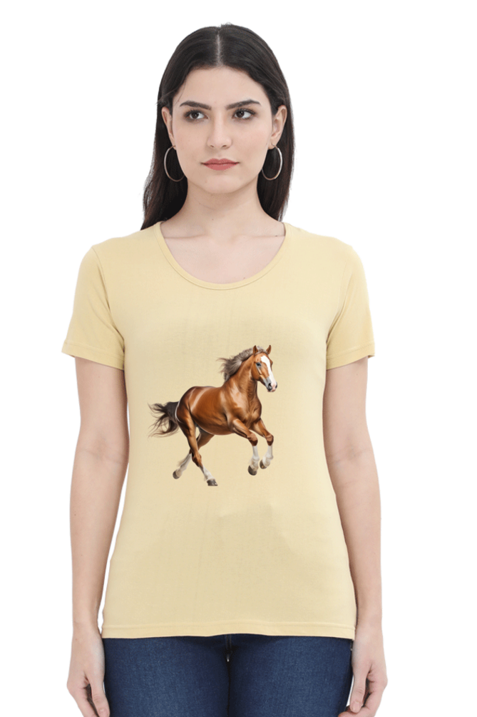 Brown Horse Design Half Sleeve T-Shirt