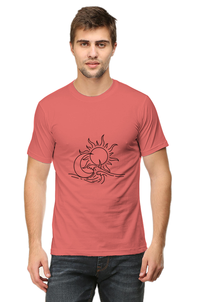 Sun Moon Ocean Art Printed T-shirt