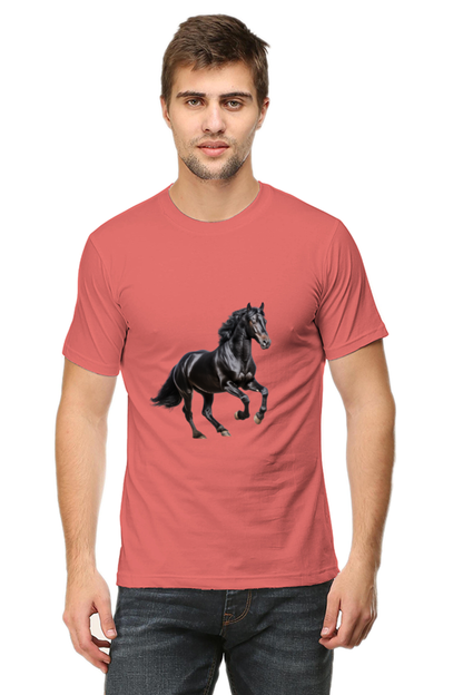 Black Horse Design Printed T-Shirt