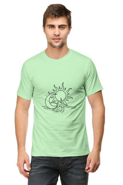 Sun Moon Ocean Art Printed T-shirt