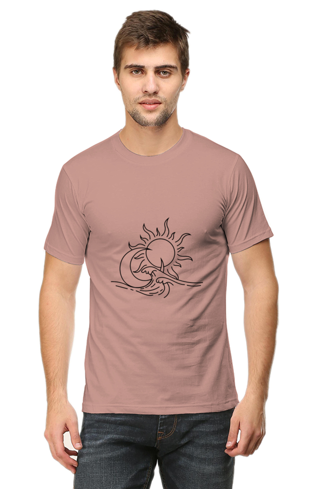 Sun Moon Ocean Art Printed T-shirt