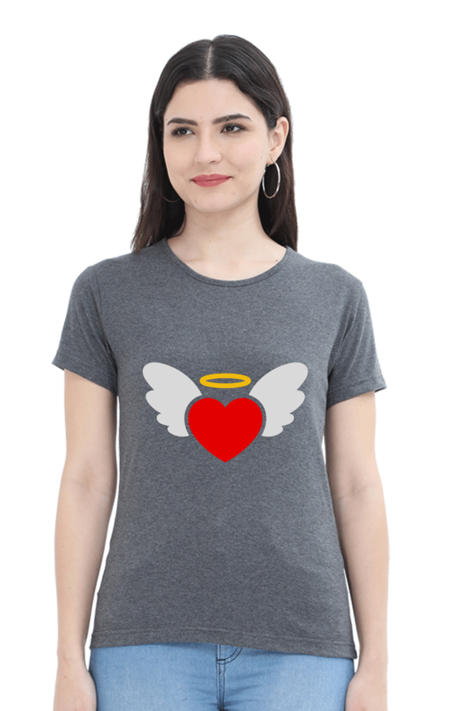 Heart Wings Half Sleeve Printed T-shirt