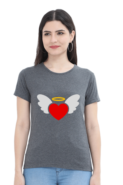 Heart Wings Half Sleeve Printed T-shirt