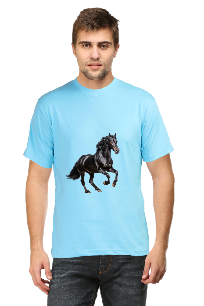 Black Horse Design Printed T-Shirt