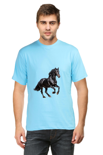 Black Horse Design Printed T-Shirt