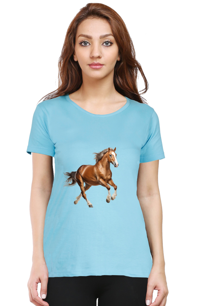 Brown Horse Design Half Sleeve T-Shirt