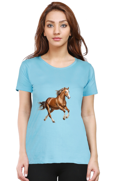 Brown Horse Design Half Sleeve T-Shirt