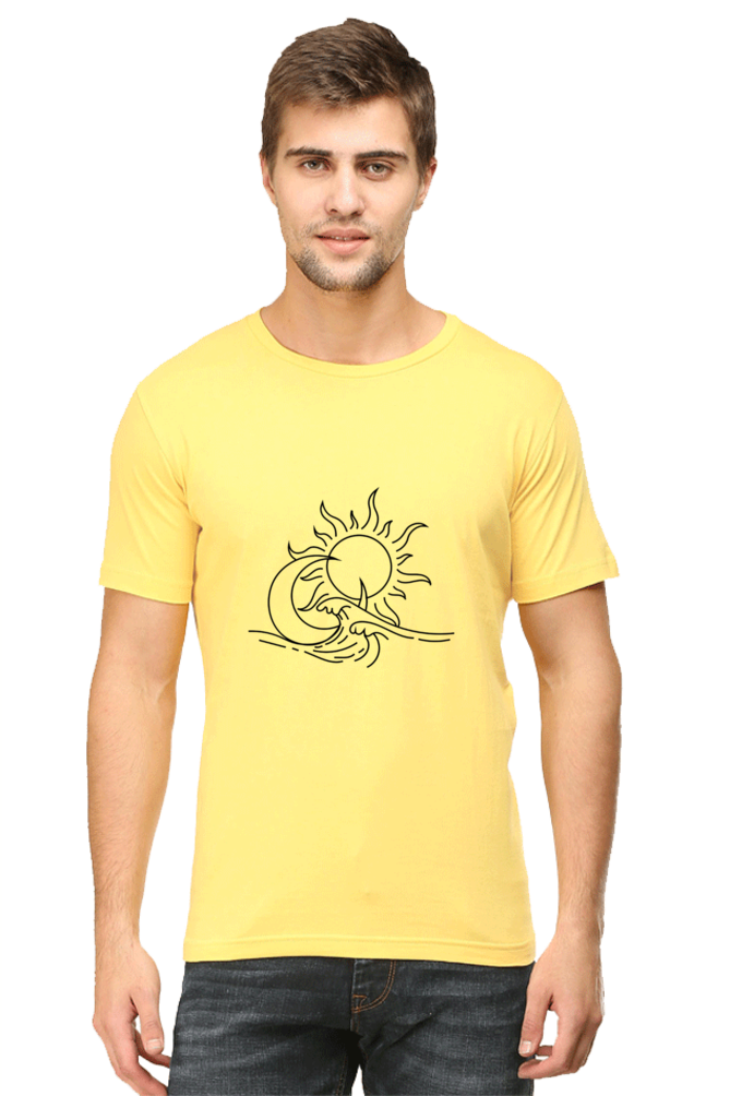 Sun Moon Ocean Art Printed T-shirt