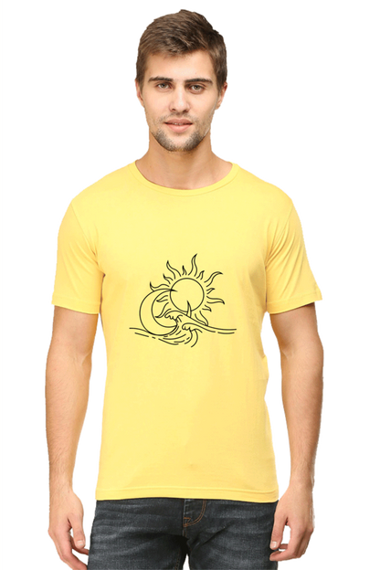 Sun Moon Ocean Art Printed T-shirt