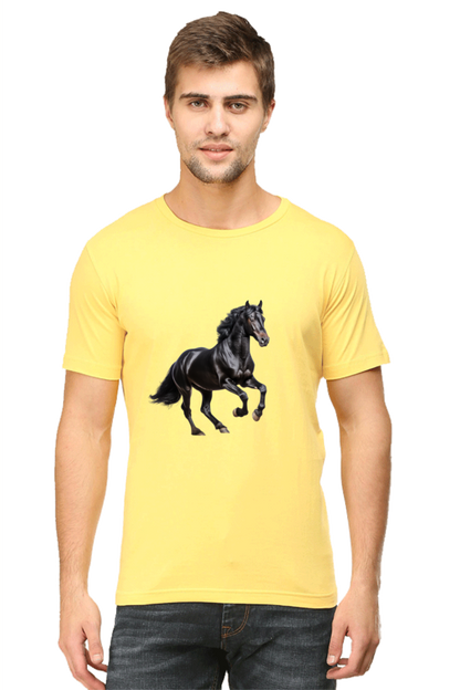 Black Horse Design Printed T-Shirt