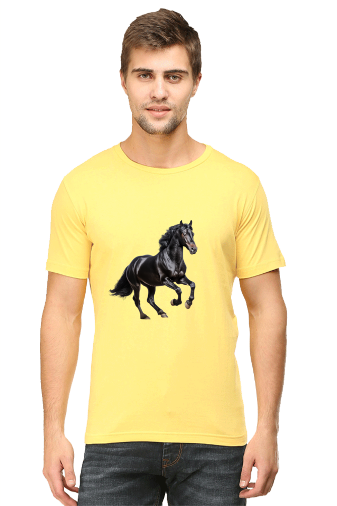 Black Horse Design Printed T-Shirt