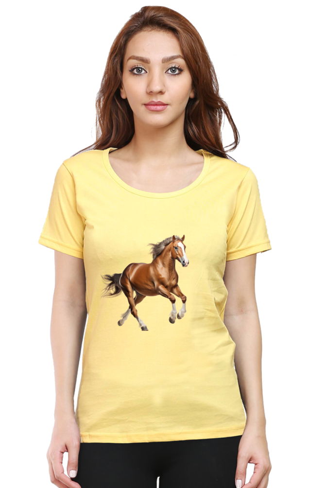 Brown Horse Design Half Sleeve T-Shirt