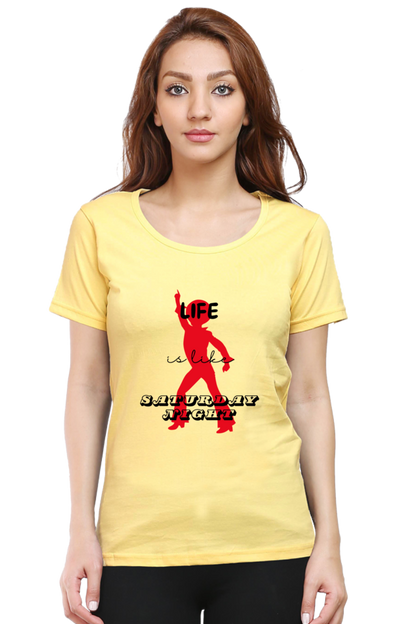 Life Quote Design Half Sleeve Printed T-Shirt