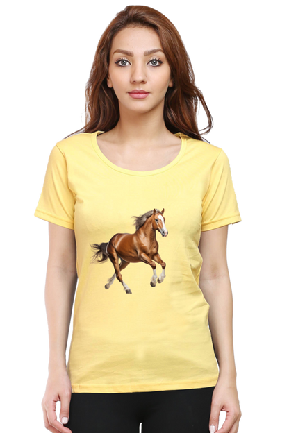 Brown Horse Design Half Sleeve T-Shirt