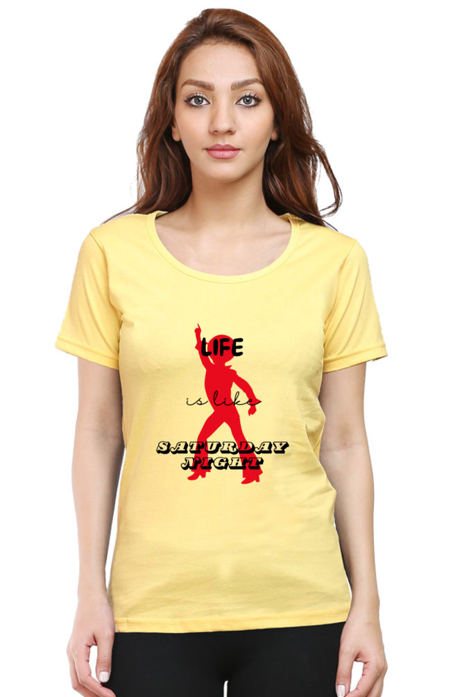 Life Quote Design Half Sleeve Printed T-Shirt