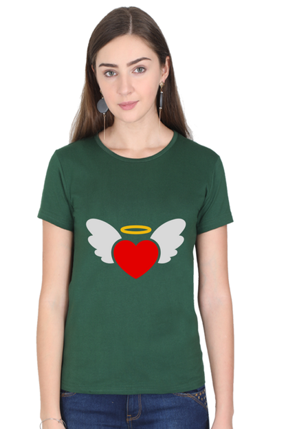 Heart Wings Half Sleeve Printed T-shirt