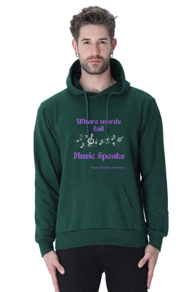 Music Speak Quote Printed Unisexual Hoodie Sweatshirt