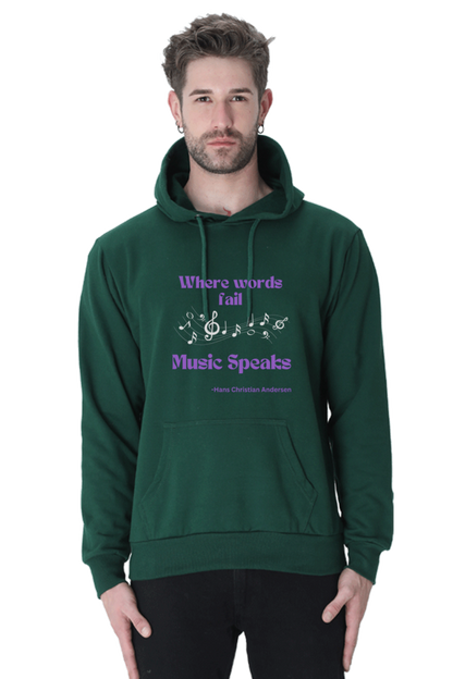 Music Speak Quote Printed Unisexual Hoodie Sweatshirt