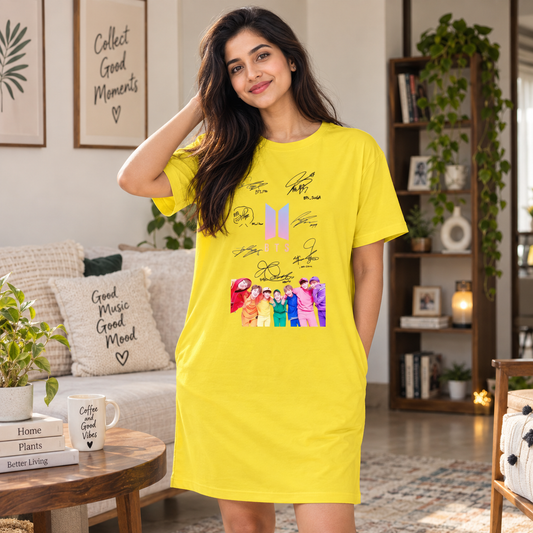 BTS Autograph Printed T-Shirt Dress