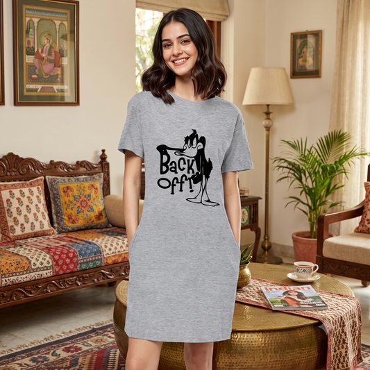 Daff Duck Cartoon Printed T-Shirt Dress