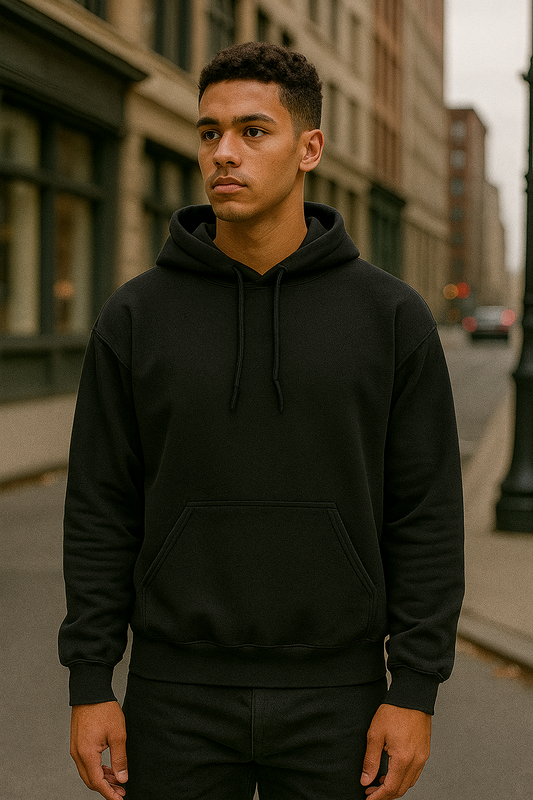 Black Plain Unisex Hoodie