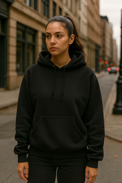 Black Plain Unisex Hoodie