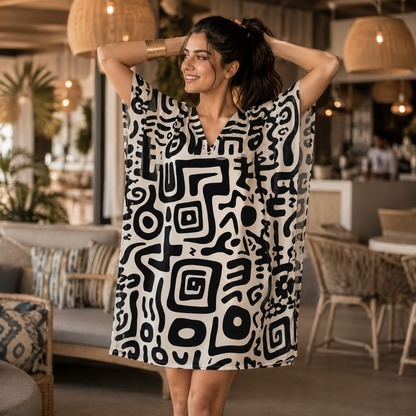 Black and White Pattern Kaftan