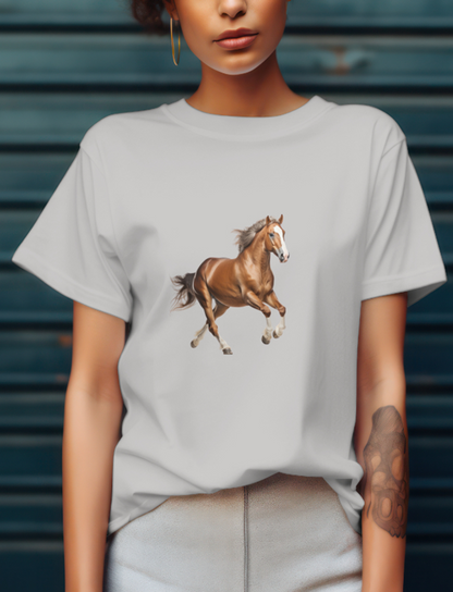 Brown Horse Design Half Sleeve T-Shirt