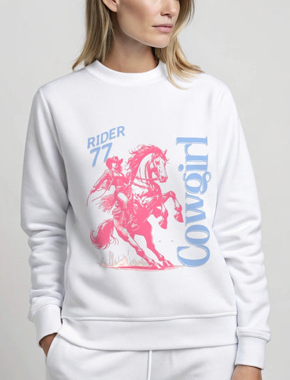 Cowgirl Rider Art Printed Sweatshirt