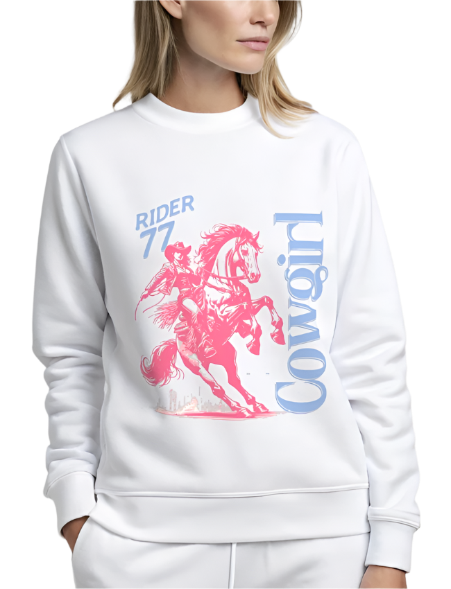 Cowgirl Rider Art Printed Sweatshirt