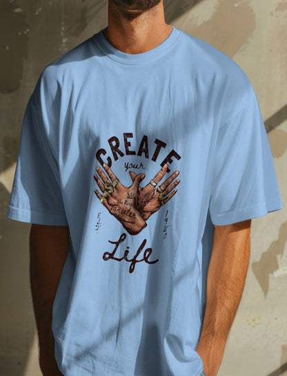 Create Your Life Art Printed Plus Size T-Shirt