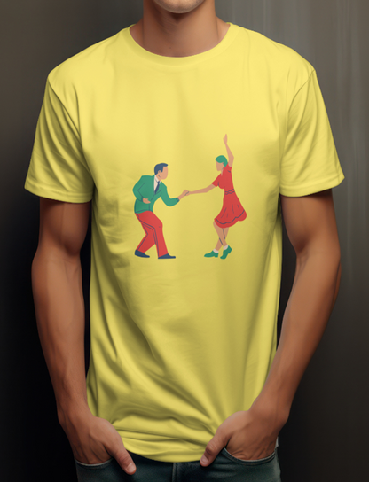 Dancing Couple Design Printed T-Shirt