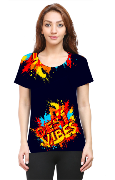 Desi Vibes Design Printed Half Sleeve T-Shirt