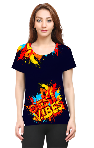 Desi Vibes Design Printed Half Sleeve T-Shirt