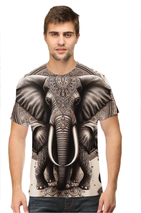 Elephant Graphic Art Printed T-Shirt