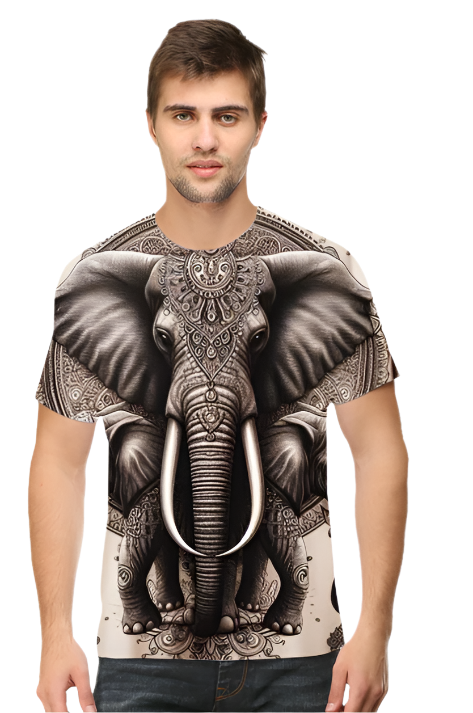 Elephant Graphic Art Printed T-Shirt