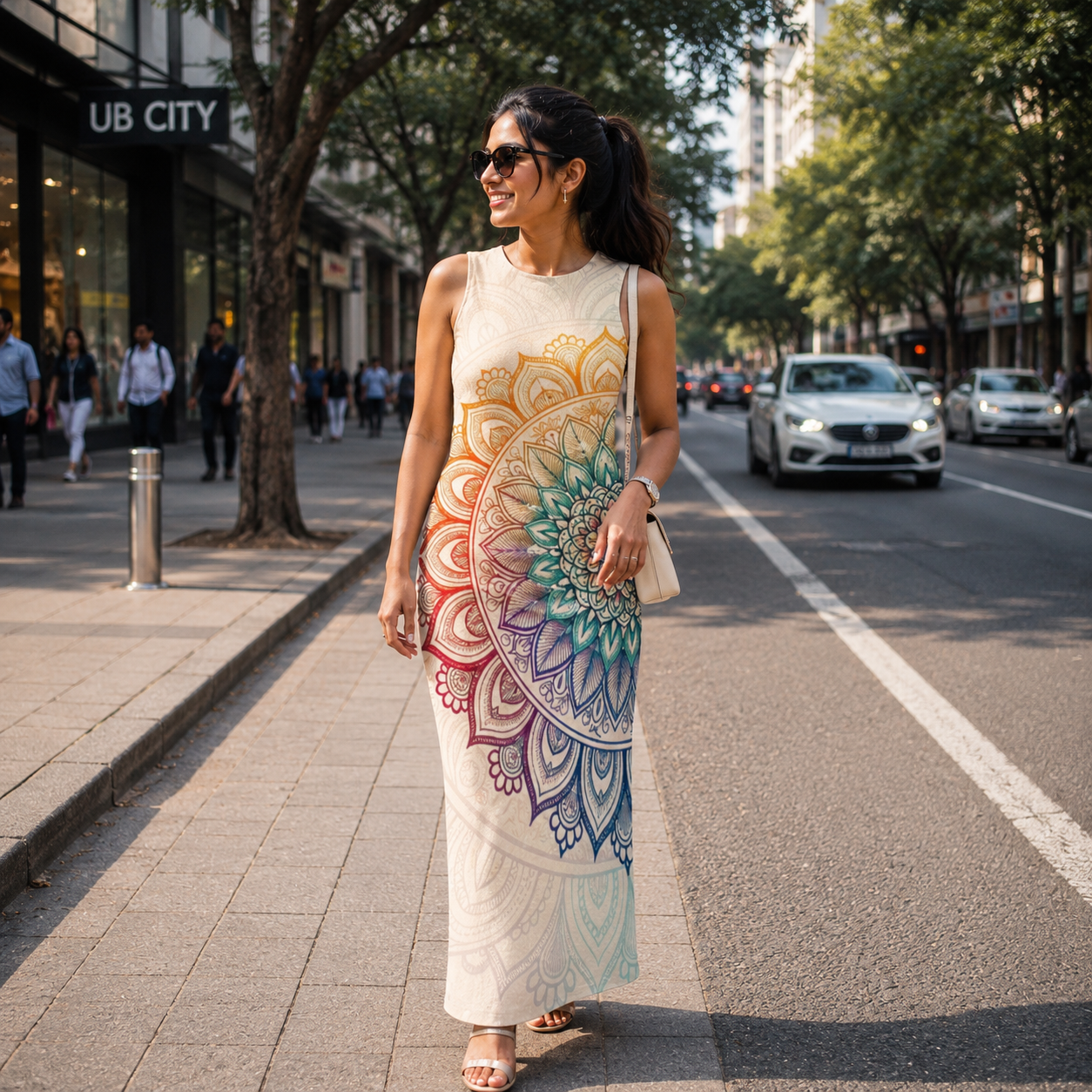 Lotus Circle Design Bodycon Dress