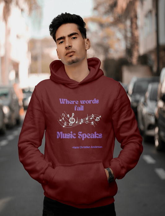 Music Speak Quote Printed Unisexual Hoodie Sweatshirt