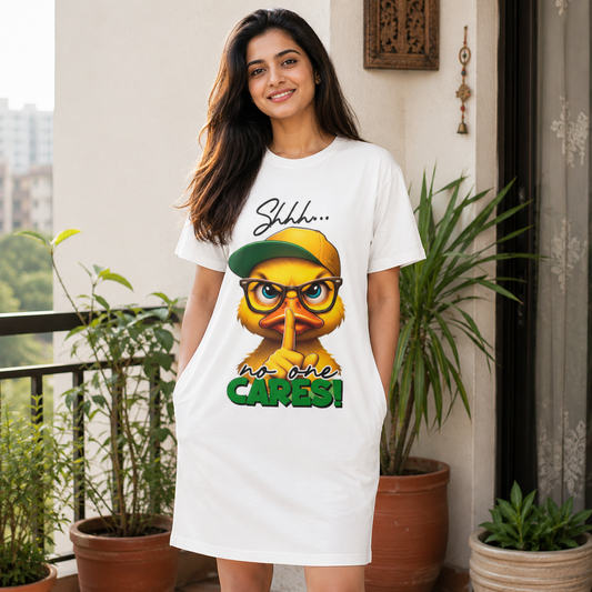 No One Cares Full Print T-Shirt Dress
