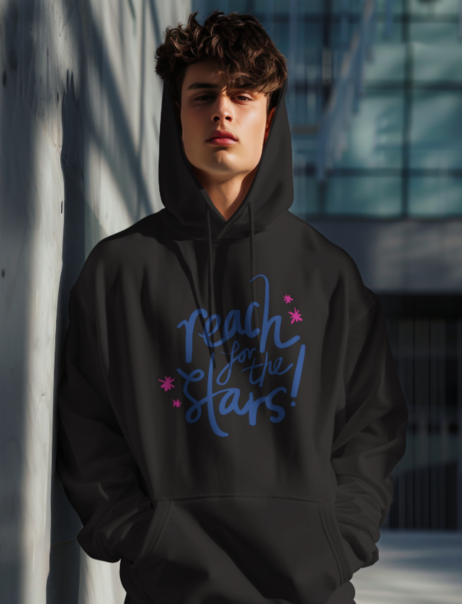 Reach Stars Printed Unisexual Hoodie Sweatshirt