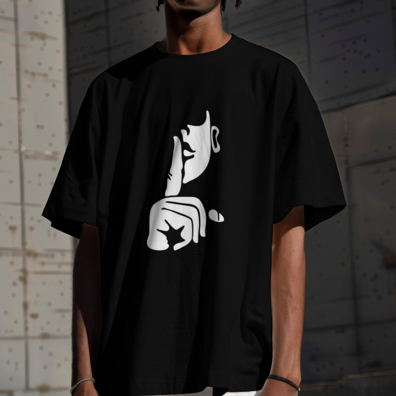 Silence Please Printed Oversized Unisexual T-Shirt