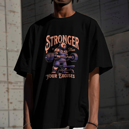 Stronger Quote Printed Oversized Unisexual T-Shirt
