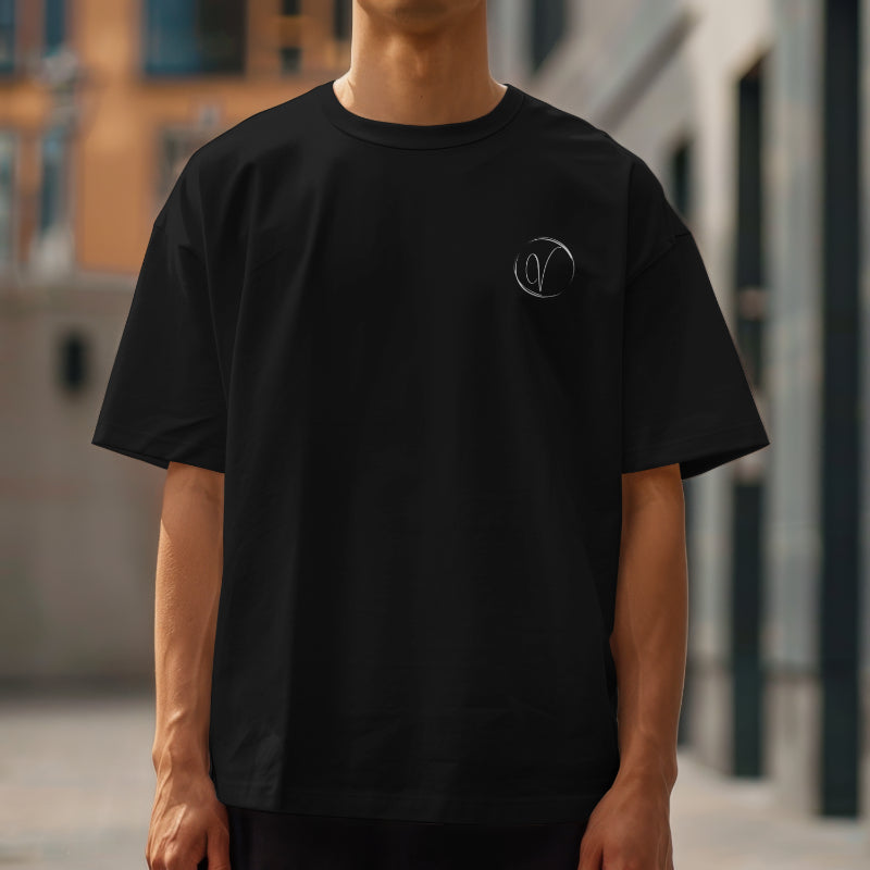 Unisex Terry Oversized Black Tee