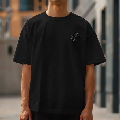 Unisex Terry Oversized Black Tee