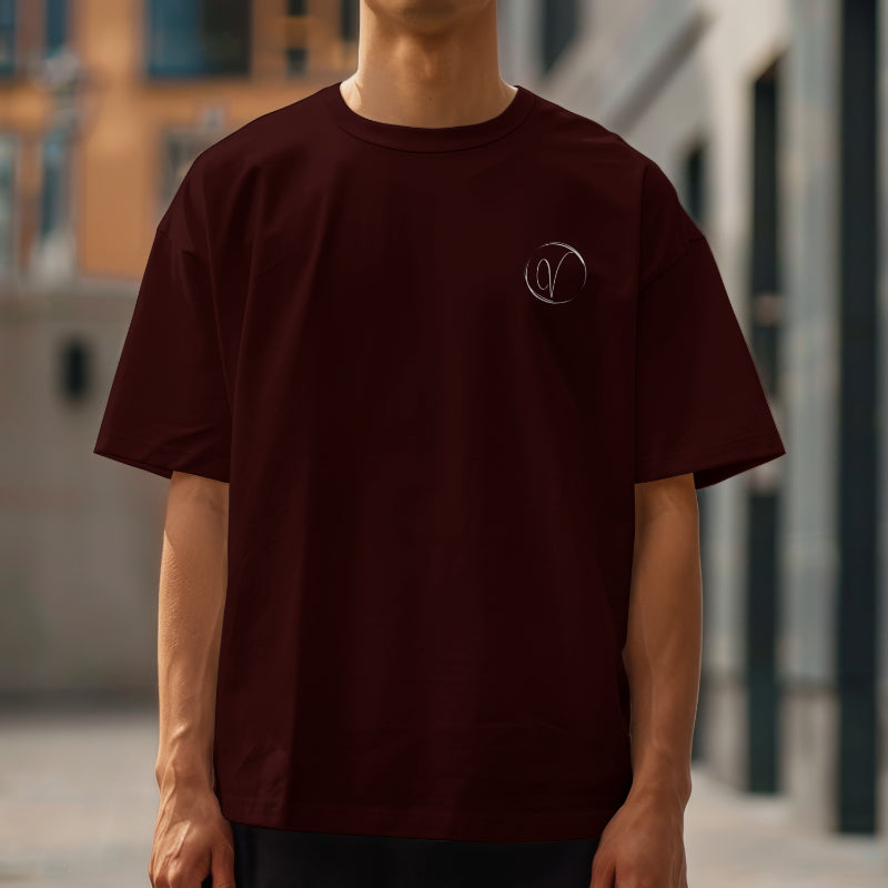 Unisex Terry Oversized Maroon Tee