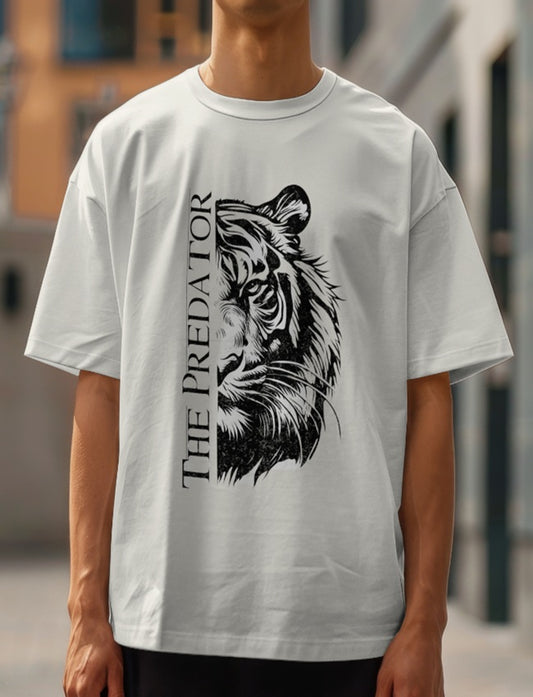 Tiger Illustration Art Printed Plus Size T-Shirt