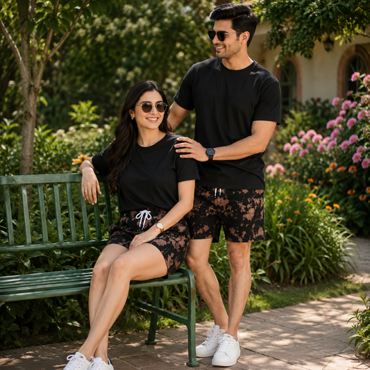 Unisex Tie Dye Brown Black Shorts