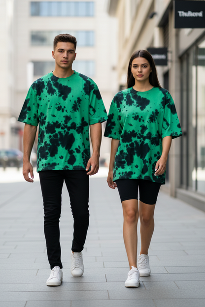 Unisex Tie dye t-shirts, green black t-shirts, activewear