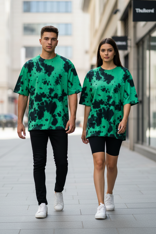 Unisex Tie dye t-shirts, green black t-shirts, activewear