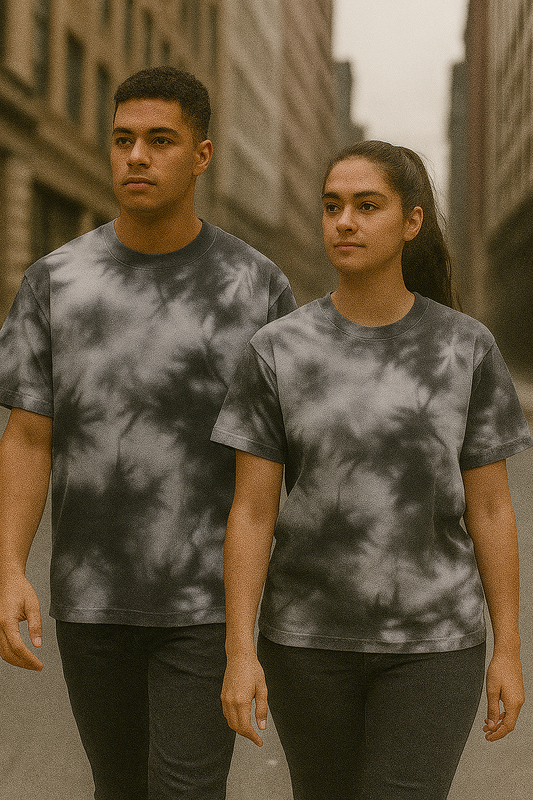 Unisex Tie Dye Oversized White Black T-Shirt